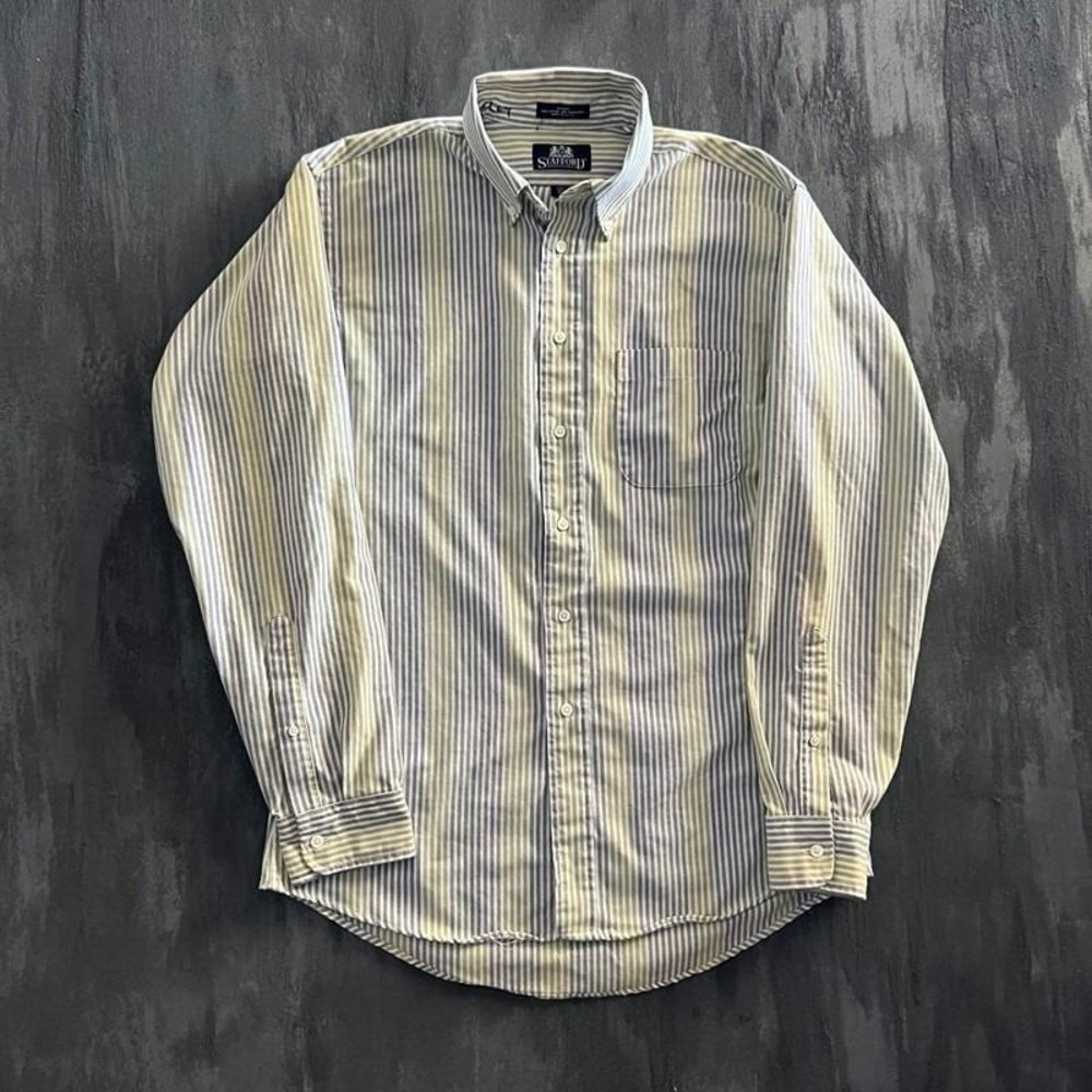 Vintage Stafford Striped Oxford Shirt Mens 15 1/2 1990s Cotton USA Large